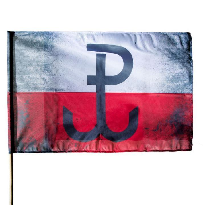 Flaga Polski Walczącej REPLIKA + drzewiec 150cm ZESTAW