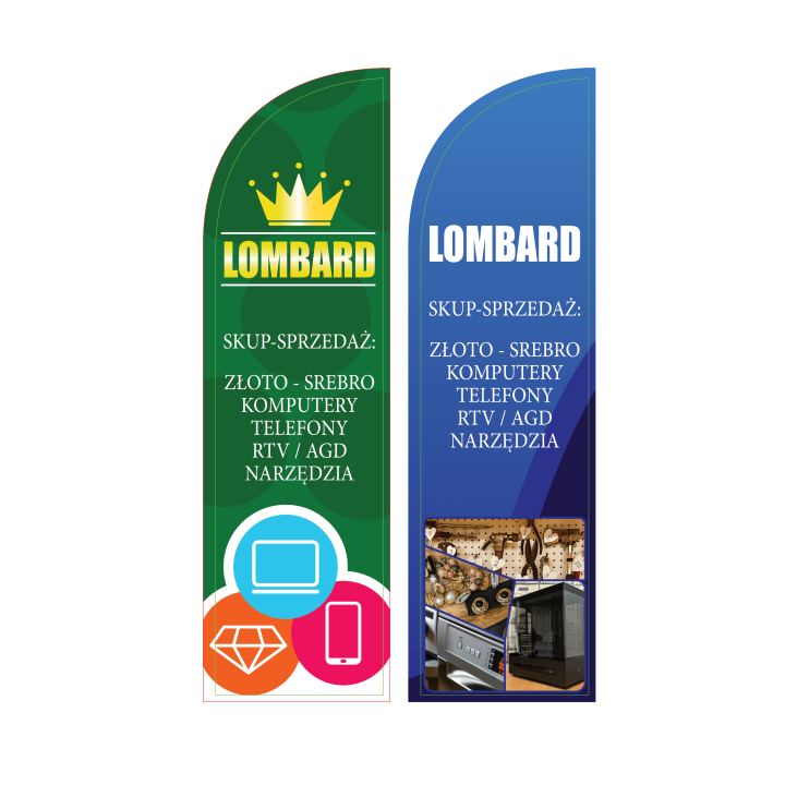 Żagiel reklamowy, flaga reklamowa "LOMBARD"