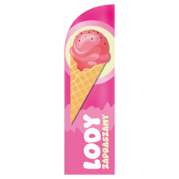 Żagiel, flaga reklamowa LODY, do lodziarni | JEST