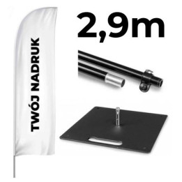 Żagiel reklamowy 2,9m ZESTAW z podstawą metalową 6kg