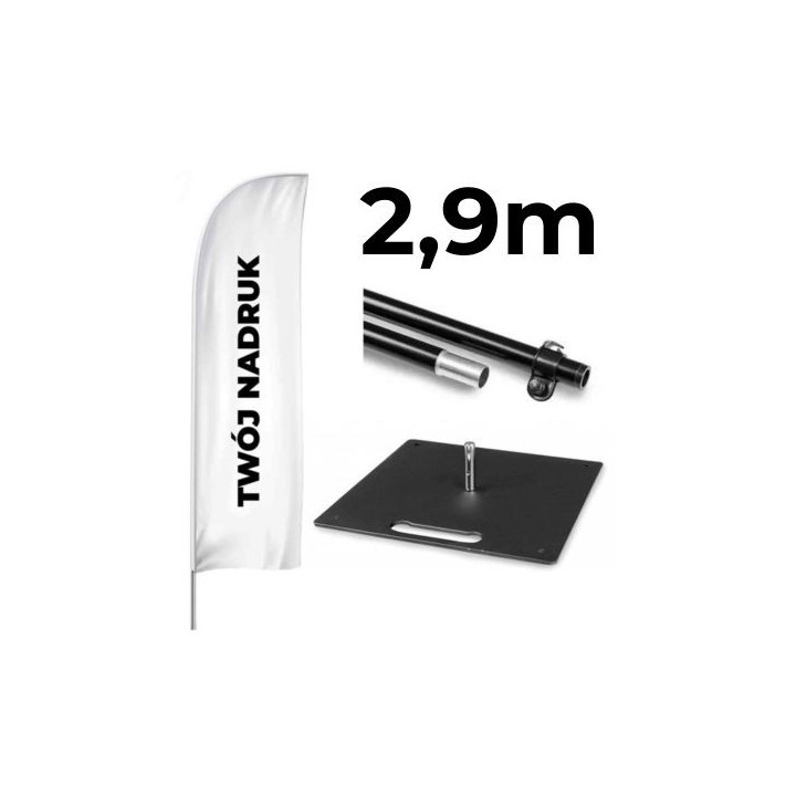 Żagiel reklamowy 2,9m ZESTAW z podstawą metalową 6kg