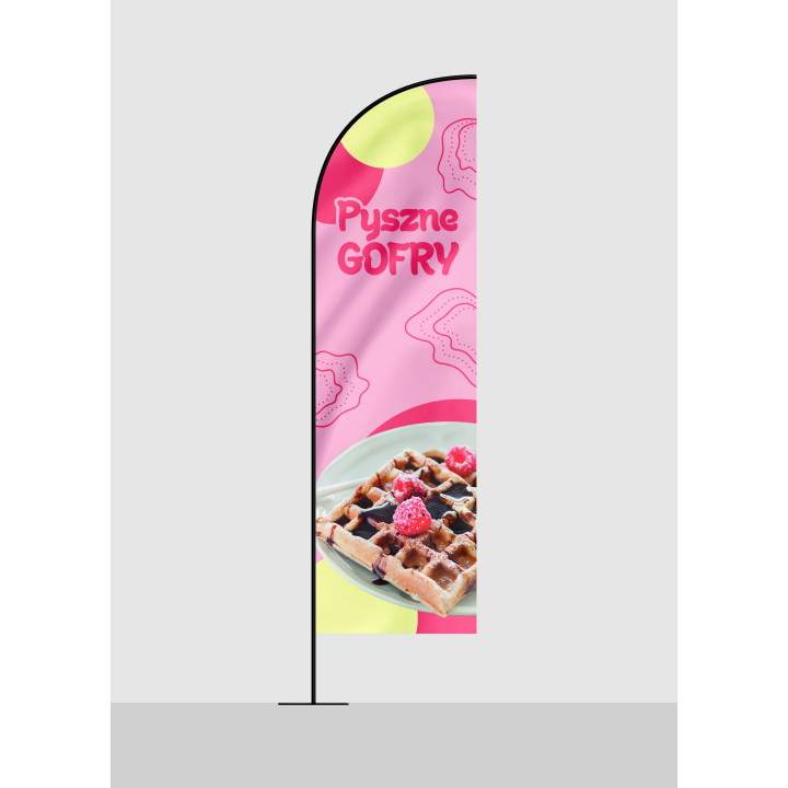 Żagiel, flaga reklamowa kawiarni, lodziarni, GOFRY | JEST