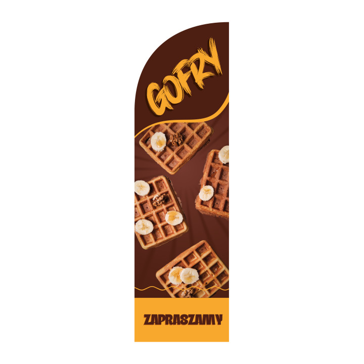 Żagiel, flaga reklamowa GOFRY, do kawiarni, lodziarni | JEST