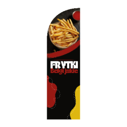 Żagiel, flaga reklamowa FRYTKI BELGIJSKIE, do restauracji, baru | JEST