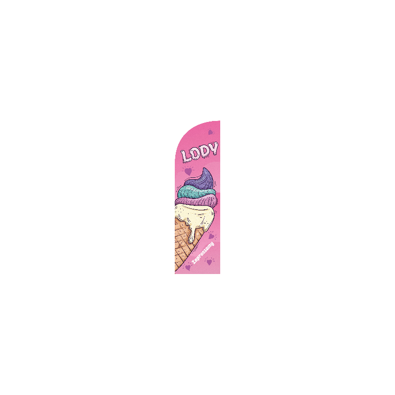 Żagiel, flaga reklamowa kolorowe LODY, lodziarnia | JEST
