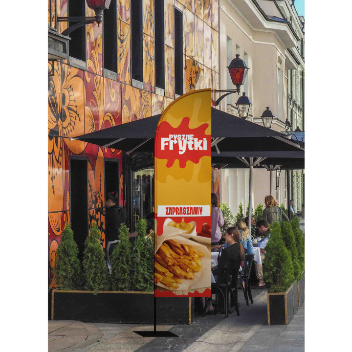 Żagiel, flaga reklamowy FRYTKI, do baru, restauracji | JEST