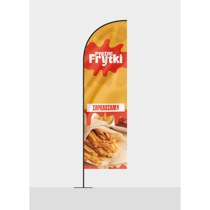 Żagiel, flaga reklamowy FRYTKI, do baru, restauracji | JEST