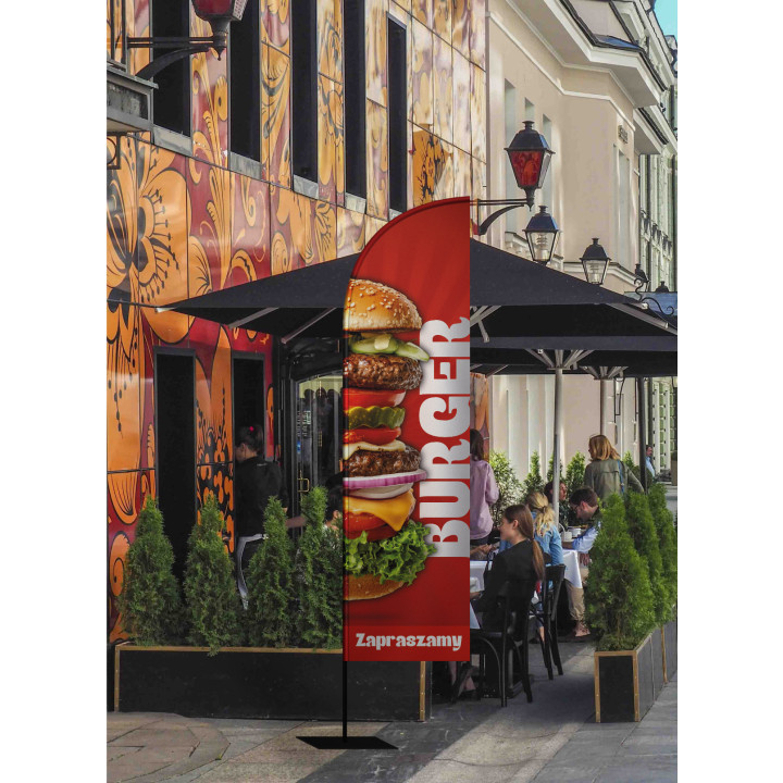 Żagiel, flaga reklamowa do restauracji, Big Burger| JEST