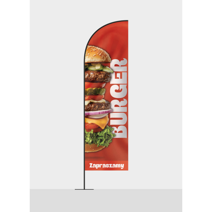 Żagiel, flaga reklamowa do restauracji, Big Burger| JEST