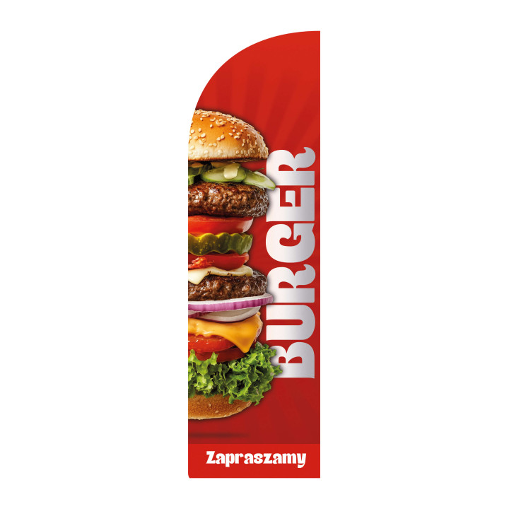 Żagiel, flaga reklamowa do restauracji, Big Burger| JEST